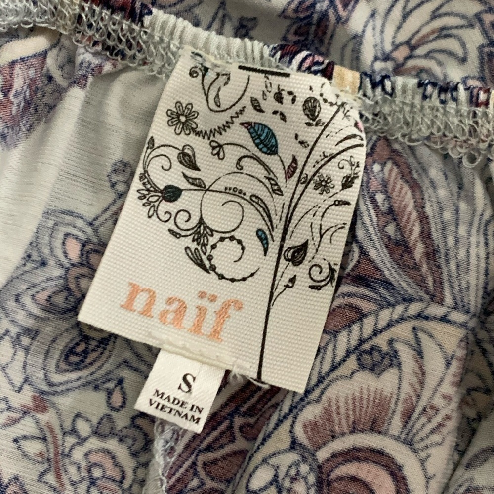 𝅺nwot-naif Boho Loose Fit Flair Sleeve Print Top SM - Picture 16 of 16